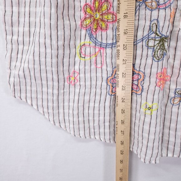 Pilcro Anthropologie Top Womens XL Linen Blend Serena Surf Henley Embroidered - Picture 9 of 12